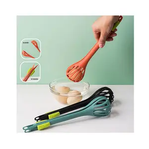 2024 Kitchen accessories Easy Manual Egg Tools nylon Hand Egg Beater Whisk 2 in 1 spaghetti noodle food tongs Egg blender