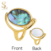Bague réversible double face en forme de coquille, plaquée, géométrique ovale, bijou d'index pour femme