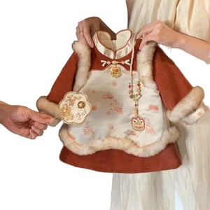 Tongxingyuan Girls Chinese Style New Year Dress Quilted With Fur Trim For Toddlers First Birthday Outfit - Product Image 5