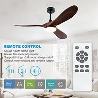 Ventilateur de plafond certifié ETL FCC DOE de 52 pouces avec lumière, moteur DC à 3 pales, 6 vitesses, télécommande, LED à intensité variable pour chambre à coucher, salon