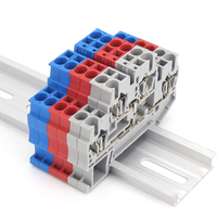 Bloc de bornes à ressort double niveau STTB 2.5-PV, connecteur de bornier traversant à double niveau pour rail DIN