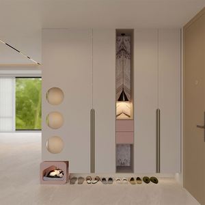 Armoire à chaussures en bois minimaliste moderne avec design mural et fonction de séparation pour le salon - Product Image 2