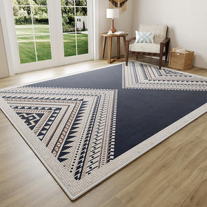 Tapis Bohème Pliable en Cachemire Ultrafin, Rectangulaire, Antidérapant, pour Chambre à Coucher, Moquette Mur-à-Mur, Motif Géométrique, Bleu Grammy - Product Image 3