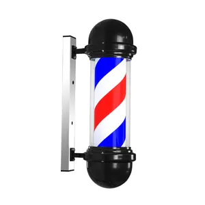 Lámpara giratoria con logotipo clásico para barbería, poste de barbería a rayas, barato, de fábrica