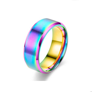 Anillo de Cóctel Unisex en Forma de U de Acero Inoxidable Chapado en Oro de 18K Vintage, con Borde Biselado de 8mm, Accesorio de Joyería, Regalos para Fiestas, Más Vendido - Product Image 4