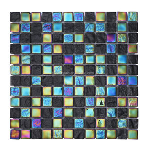Wholesale Modern Green Blue Iridescent Crystal Glass Mosaic Wall <strong>Tile</strong> for Outdoor Swimming Pool <strong>Tiles</strong> <strong>3x3</strong> Inches - Product Image 4