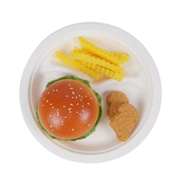 Assiette de bagasse de canne à sucre jetable biodégradable de haute qualité 100% assiettes de bagasse rondes à 2 compartiments