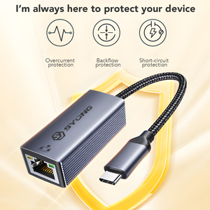 Syong 1พอร์ตอินพุต TYPE-C ฮับ: TYPE-C เอาต์พุต: RJ45 1000Mbps เข้ากันได้กับ Win8.1 Win8 Win10ระบบ32/64 <span class=keywords><strong>Mac</strong></span> OS10.9หรือหลังจากนั้น - Product Image 1
