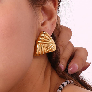 1 Paire de Boucles d'Oreilles Géométriques Hyperboliques en Acier Inoxydable Doré, Bijoux de Mode pour Femmes et Filles, Idéales pour les Fêtes - Product Image 5