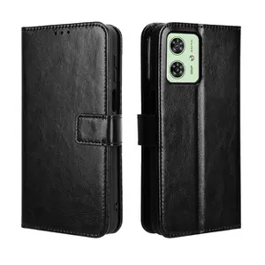 For Moto G54 Wallet Case, Retro PU Leather Credit Card Holder Magnetic Stand Flip Cover Phone Case For Motorola Moto G14 G54 G84