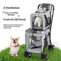 Poussette double étage détachable avec panier de transport amovible pour animaux, pliable, pour plusieurs animaux, chien, chat, chariot de voyage