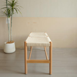 नए डिजाइन आधुनिक बीटेक ठोस लकड़ी की कुर्सी बुने रस्सी बेंच आकस्मिक भोजन कुर्सी बिस्तर फुटकर जूता बेंच - Product Image 2