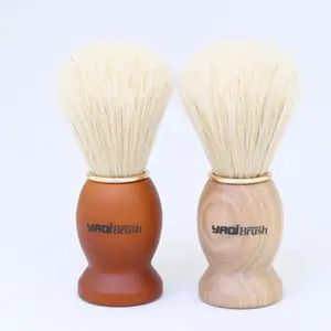 Фирменная этикетка YAQI для уборки мужчин, эко-веганская мягкая на ощупь синтетическая щетка для бритья с деревянной ручкой