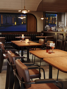 Ensemble table et chaises de style rétro américain pour petit bistrot, café, restaurant commercial Qingba, thème occidental, <span class=keywords><strong>bar</strong></span>, style tendance sur internet, solide - Product Image 2