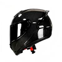 Casque intégral de moto en fibre de carbone homologué DOT, noir brillant, spoiler aérodynamique, visière anti-buée, coque résistante aux chocs, unisexe