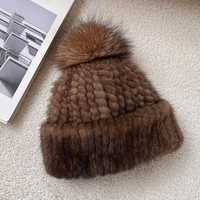 Wintermütze mit dickem, warmem Ohrenschutz für Damen, echtes Nerzfell, handbestickt, gestrickte Mütze, für Ski, Alltag, Outdoor, Reisen, Freizeit, XINBY