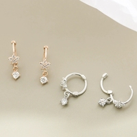 EK82 Elegante Kristallblumen-Ohrringe aus 925 Sterling Silber, Neuer Niedlicher Ins-Style Trendiger Großhandels-Ohrring