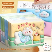 Pochette de rangement A4 en PP très attrayante pour étudiants, documents, papiers de test, papeterie, avec design créatif à bouton-pression pour le bureau