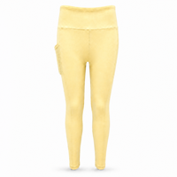 Leggings de yoga ultra doux jaune citron pour femme, taille haute, poche latérale en mesh, coutures plates, finition mate, extensible dans quatre sens, respirant