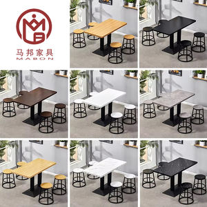 Grosir Cina kustom Toko Kopi Makanan Cepat persegi meja komersil Cafe Marble kayu bulat perabotan restoran Modern - Product Image 3