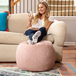 DB Jaxx Ellis Petit pouf en peluche faux-agneau rose pour décoration intérieure moderne - Product Image 3