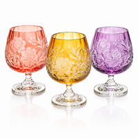 Ensemble de gobelets en cristal coloré faits à la main, verres à pied taillés par des artisans, style vintage, pour mariage, banquet, hôtel, fête, élégant, maison, Chine