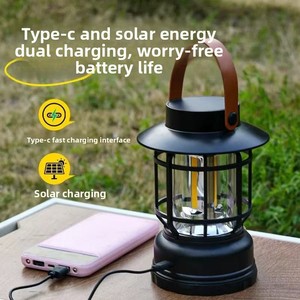 Lampe solaire de <span class=keywords><strong>camping</strong></span> JF, type lanterne, étanche IPX4, autonomie de 48h, rechargeable, style rétro, pour <span class=keywords><strong>camping</strong></span>-sites et tentes - Product Image 2