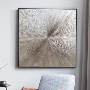 Peinture à l'huile peinte à la main, cadre doré, carré, moderne, minimaliste, décoration murale pour salon - Product Image 3