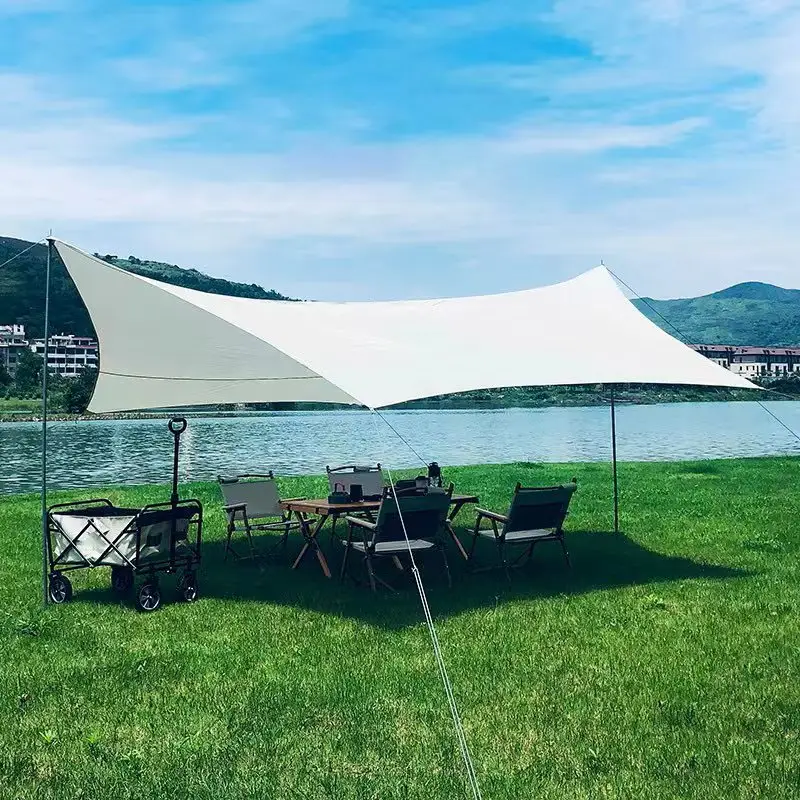 Outdoor Camping portátil Hexagonal Waterproof Sunshade Rain Fly Tent Shelter Hammock Tarp Camping Tarp
