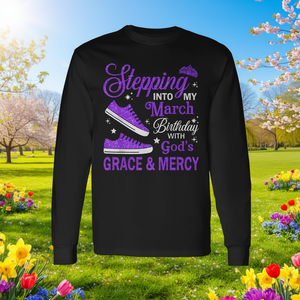 Incorporando la grazia e la misericordia di Dio nel mio compleanno di marzo, maglietta a maniche lunghe - Product Image 3