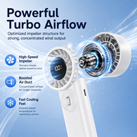 Ventilateur portable turbo, mini ventilateur de refroidissement à main avec un flux d'air puissant, moteur haute vitesse, batterie rechargeable