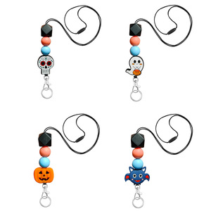 Nouveau collier citrouille en silicone pour Halloween, avec une boucle de sécurité détachable pour accrocher des cartes d'identité et des clés. - Product Image 1