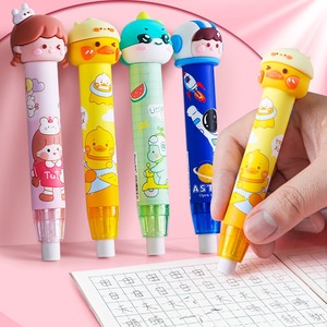 Papeterie scolaire mignon gomme dessin animé en forme de gomme automatique étudiant rétractable presse gomme en gros - Product Image 3