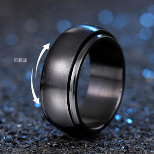 Dj060 <b>Tungsten</b> Wedding Band Men's Minimalist <b>Ring</b> Everyday Wear Rotating Design 8mm Width - Product Image 1
