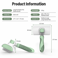 Brosse lissante autonettoyante à longues aiguilles en acier inoxydable, peigne professionnel pour toilettage des animaux, pour sous-四rêches épais et nids de poussière