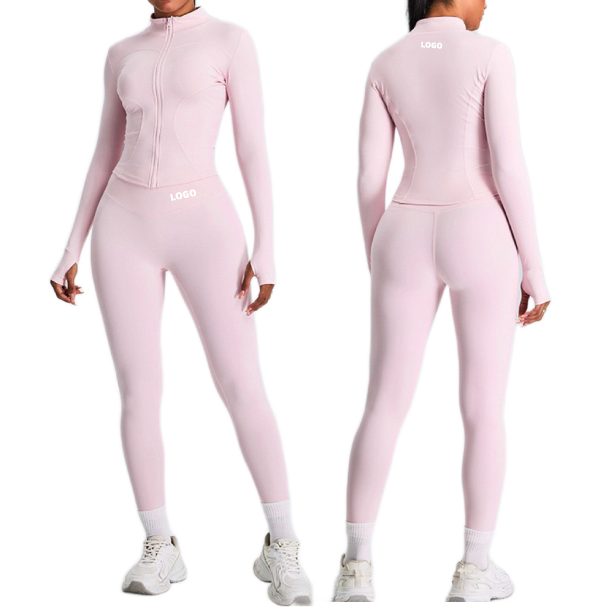 Wholesale Activewear Gym Fitness Set Breathable Sportswear Gym Yoga Leggings Sports Jacket Quick Drying Fitness 2 Pcs Yoga Set