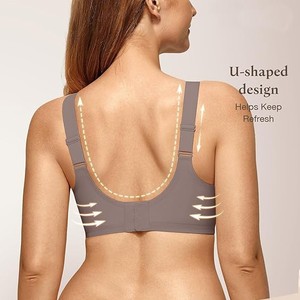 Sujetador Deportivo Sin Costuras para Mujer, Talla Grande, Delgado, Sólido, con Tirantes Cruzados, Sin Varillas, con Ganchos Ajustables, Soporte Suave, Copa Completa - Product Image 2