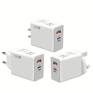 ที่ชาร์จโทรศัพท์มือถือแบบเร็วพิเศษ 120W หัวชาร์จแบบ A+C รองรับปลั๊ก EU US UK สำหรับ Samsung และ Xiaomi - Product Image 1