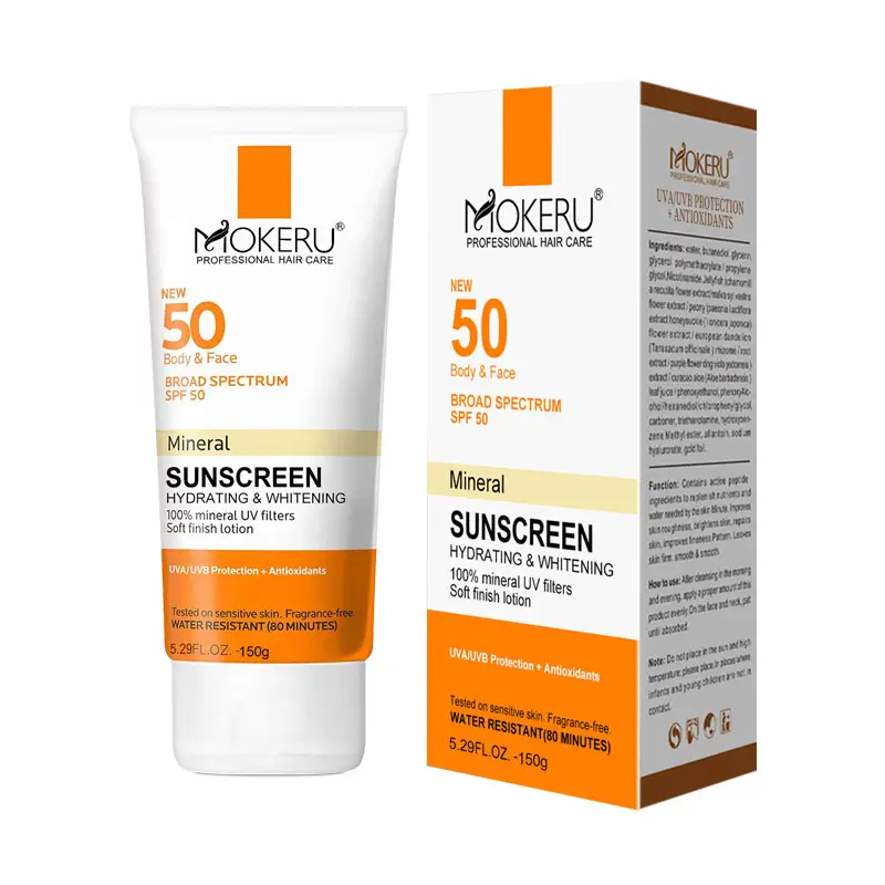 Wholesale MOKERU SPF 50 Sunblock Sun Protection Organic Sunscreen Cream spf 1000 sunscreen for Women and men Skin Care