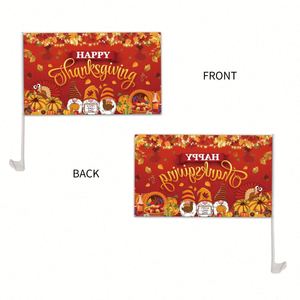 Drapeau de fenêtre de voiture à thème Thanksgiving à prix avantageux, 12x18 pouces, logo personnalisé - Product Image 2