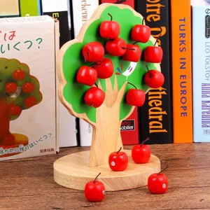 Manzano magnético de madera personalizado para niños al por mayor, juguetes de educación temprana para jardín de infantes