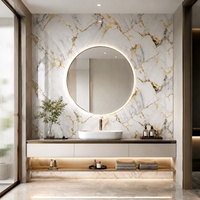 Panneau mural WYRAX en PVC effet marbre travertin beige, surface lisse, pour salon d'appartement, mur TV, épaisseur 3,0 mm, 4x8 pieds