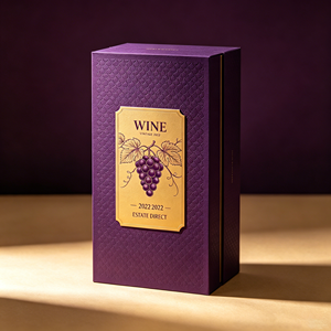 Caja de Vino de Lujo con Tapa y Base con Logotipo Personalizado OEM, Embalaje de Cartón Rígido Reciclado con Textura y Lámina Dorada para Brandy y Licores - Product Image 2