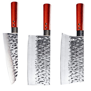 Hand-forged <b>bone</b>-chopping <b>knife</b>, high-hardness cleaver, vegetable <b>knife</b> with red pear wood <b>handle</b>, gift set, Yangjiang - Product Image 5