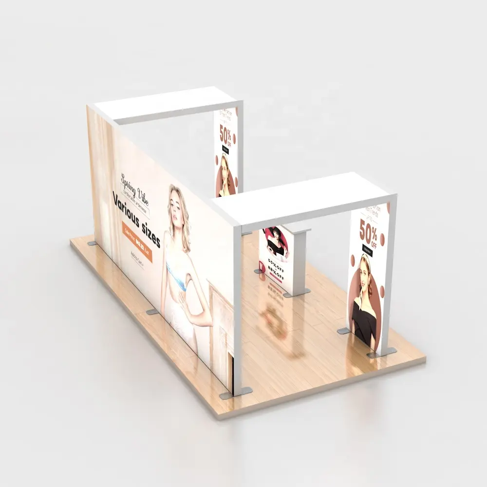 Eenvoudige Installatie Dubbelzijdige Seg Siliconen Rand Grafische Tentoonstelling Beursstand Lichtbak Display