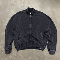 Veste vintage personnalisée délavée avec broderie de logo sur mesure, fermeture éclair, coupe ample et carrée, style workwear, streetwear, unisexe, vêtement décontracté