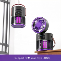 2026 Nieuwe Drie-in-één Draagbare Ventilator Muggenlamp Oplaadbaar 5-Snelheden Wind LED Display voor Buiten Kamperen Huishoudelijk Gebruik