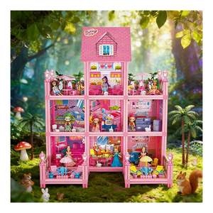 Casa de Juegos de Ensueño para Niños con Piscina, Balcón, Tobogán, Ascensor y Muebles, Juego de Imitación, Regalo para la Familia - Product Image 1