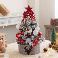 Sapin de Noël artificiel pré-éclairé X-236, mini sapin floqué pour table, autoportant, pour événements festifs, fêtes, décoration de la maison