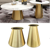 Nouveau Design 2 Niveau Pierre Salon Meubles Fer Jambe Fil Côté Table Basse Moderne Bronze Table Basse Ronde En Bois